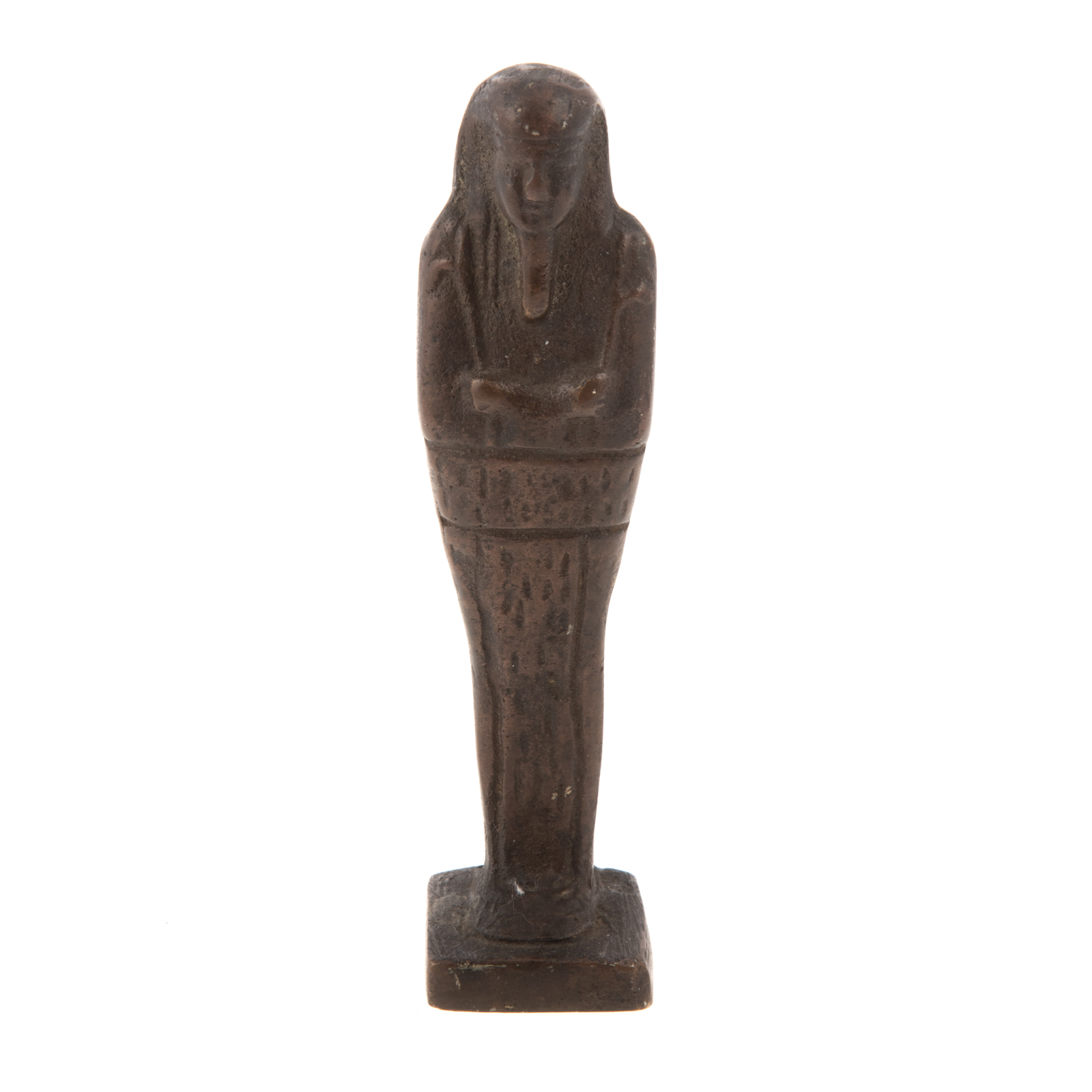 Appraisal: MINIATURE BRONZE EGYPTIAN SARCOPHAGUS th century in H