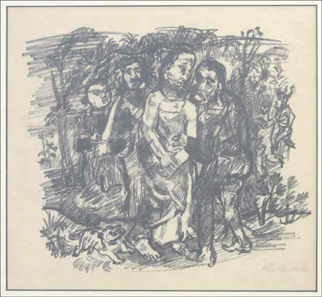 Appraisal: OSKAR KOKOSCHKA - DER JUDASKUSS GEFANGENNAHME CHRISTI Lithograph on laid