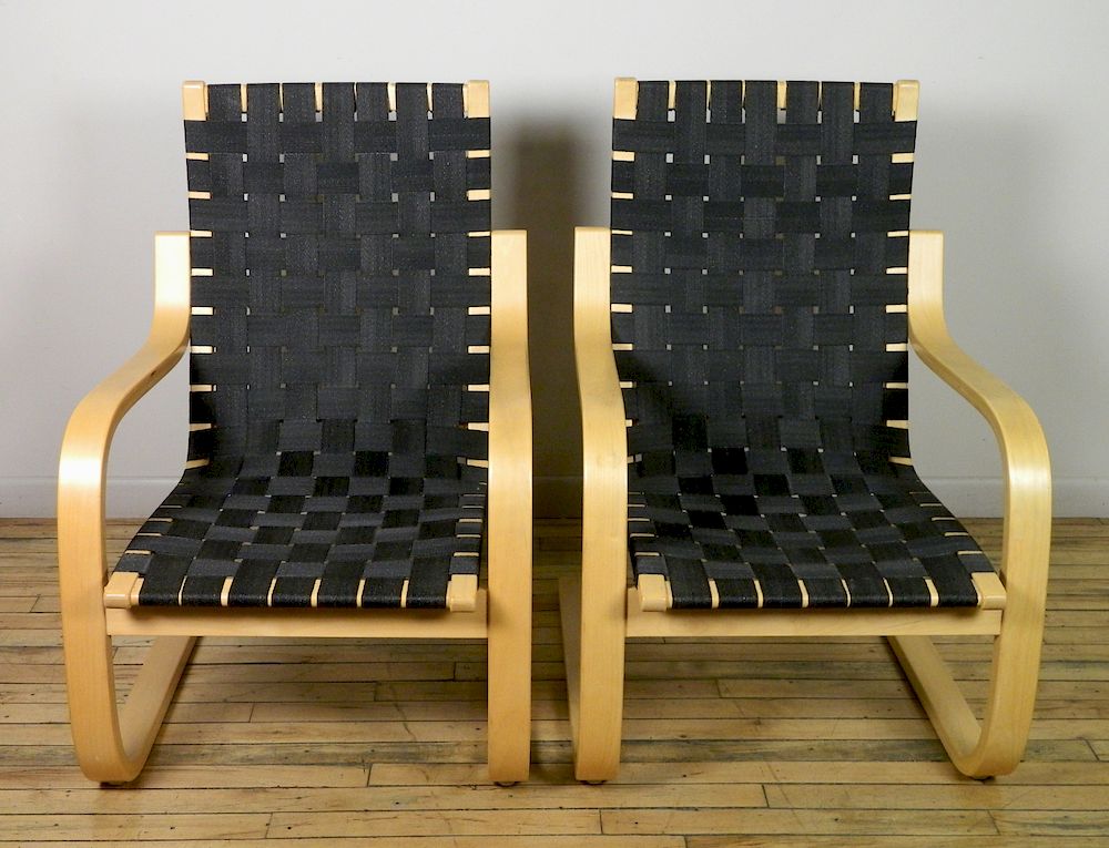 Appraisal: Pair of Alvar Aalto ''Pension'' chairs Pair of Alvar Aalto