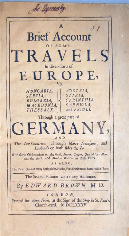 Appraisal: vol Brown e Edward A Brief Account of Some Travels