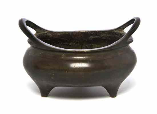 Appraisal: A Chinese Bronze Incense Burner of low bulbous form with