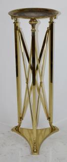 Appraisal: Italian mid-century brass plant stand with ram's heads and hoofed