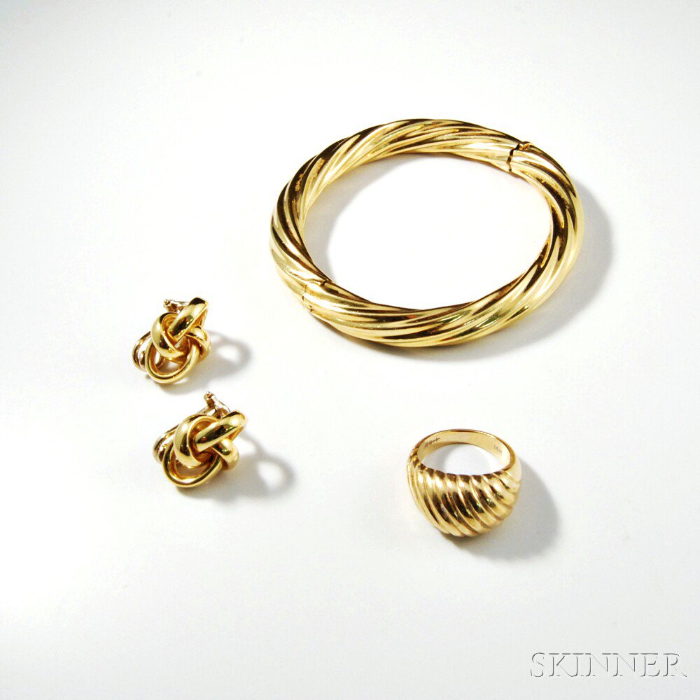 Appraisal: Group of Gold Jewelry matching kt bracelet and ring and