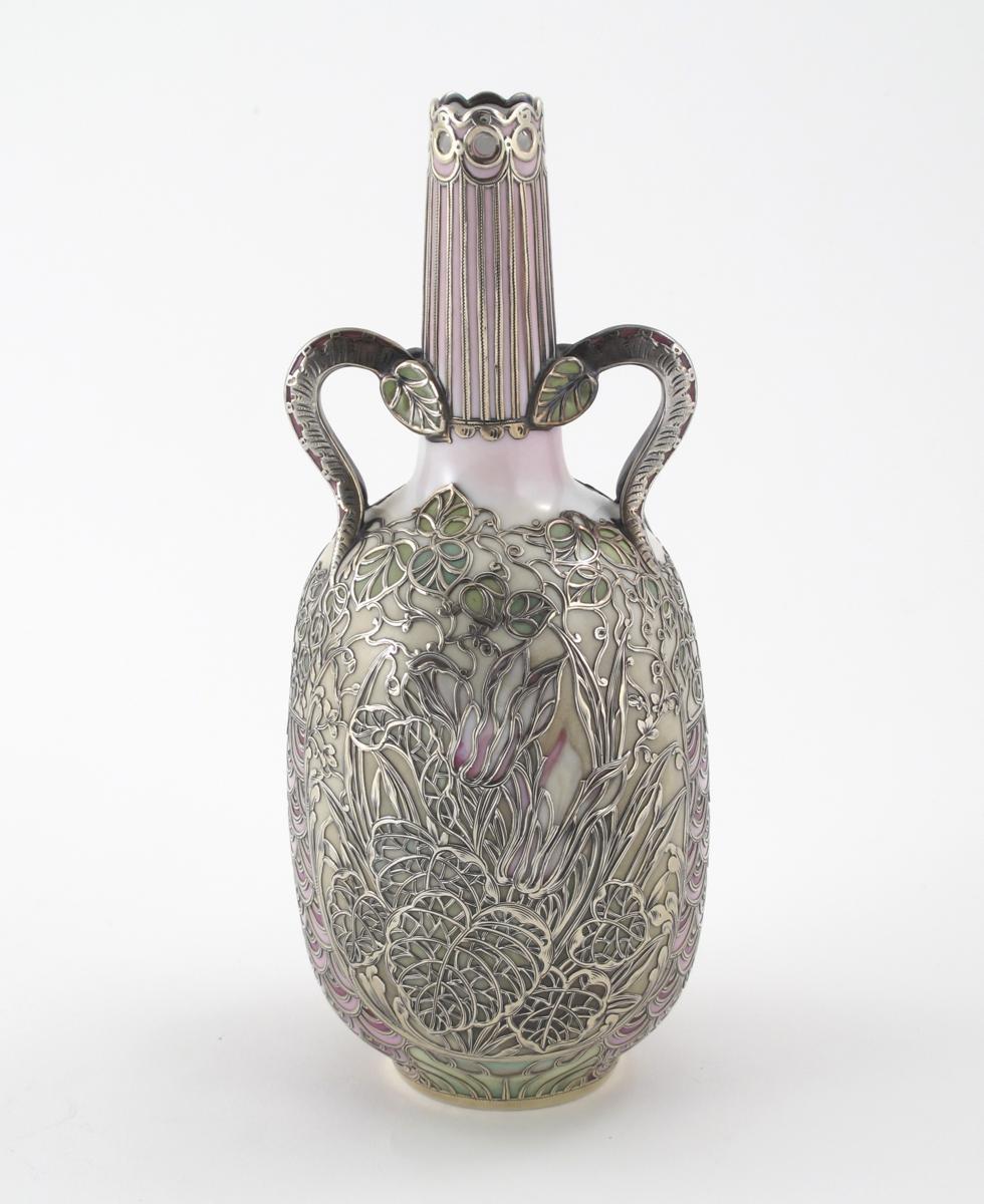 Appraisal: A Limoges silver mounted porcelain vase