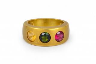 Appraisal: Kieslestein-Cord K gold three gemstone ring Signed K B Kieslestein