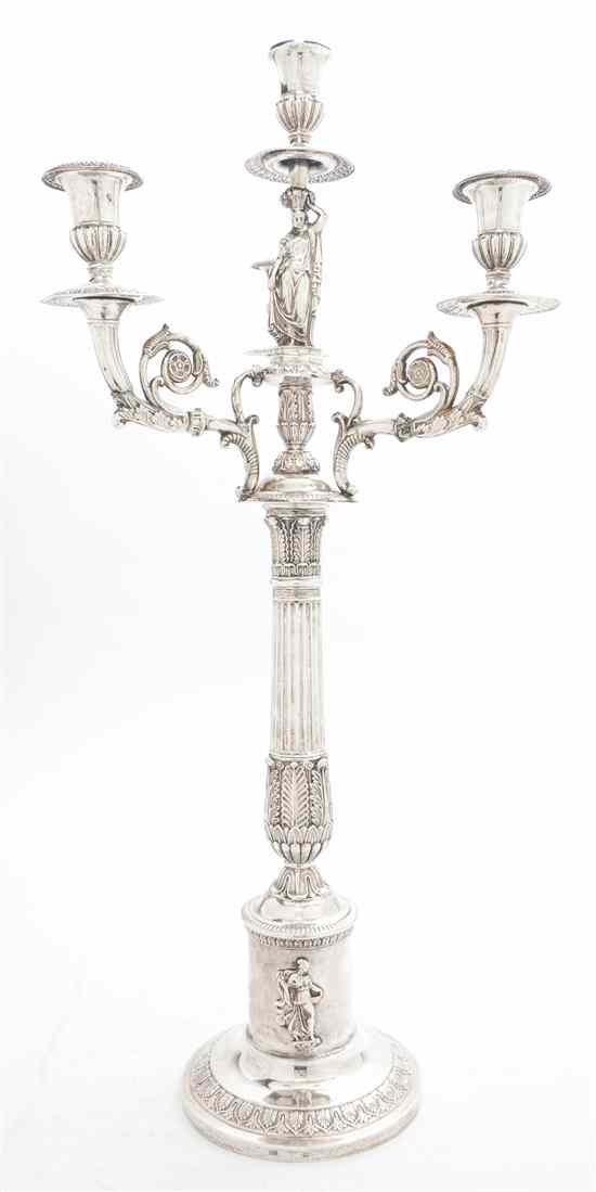 Appraisal: A German Silver Four-Light Candelabrum marked JA having a figural