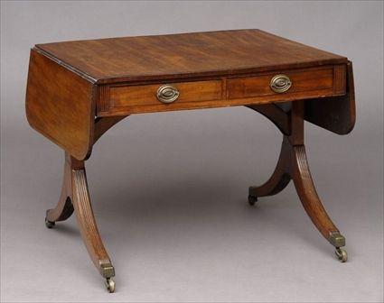 Appraisal: Regency Inlaid Mahogany Sofa Table x x in Provenance Property