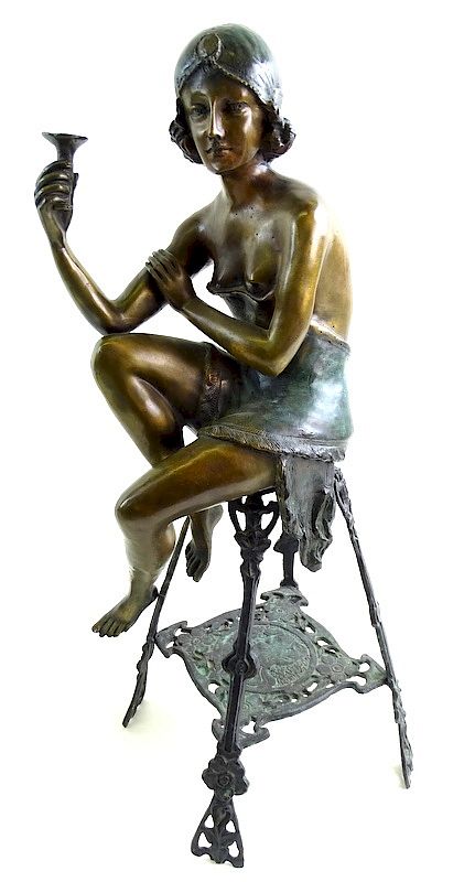 Appraisal: Art Deco Style Bronze Seated Women Sculpture Art Deco Style