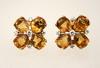 Appraisal: EARRINGS - Retro citrine and diamond flowerhead earrings The petals