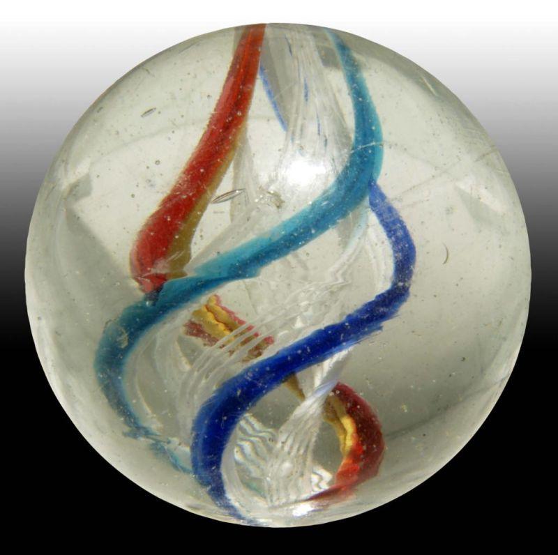 Appraisal: Broken Core Swirl Marble Description Three latticino ribbons Outer bands