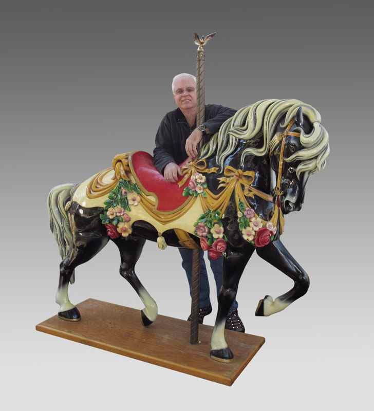 Appraisal: Oth C FULL BODIED BLACK PRANCER CAROUSEL HORSE ''Black Prancer''