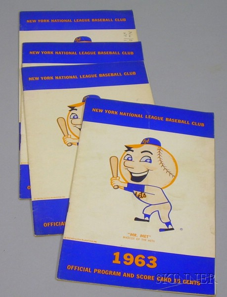 Appraisal: Four National League New York Mets Programs Scorecards vs St