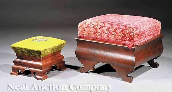 Appraisal: Two American Late Classical Mahogany Footstools one with shaped rectangular