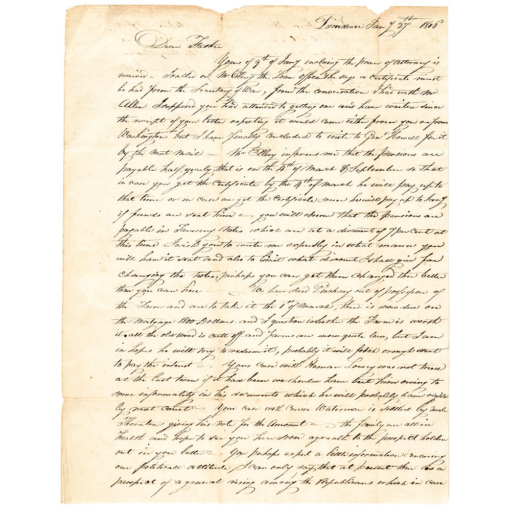 Appraisal: John B Barton ALS to his Imprisoned Father Rev War