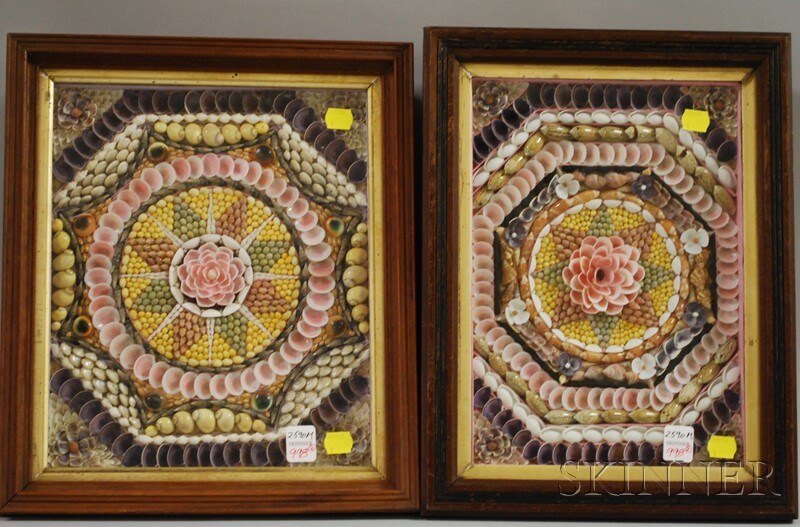 Appraisal: Two Framed Sailor's Seashell Valentines last half th century overall