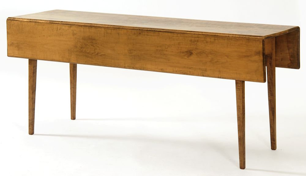 Appraisal: CUSTOM-MADE HEPPLEWHITE-STYLE DROP-LEAF HARVEST TABLE In tiger maple Made by