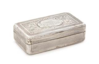 Appraisal: A German Silver Snuff Box th Century the exterior with