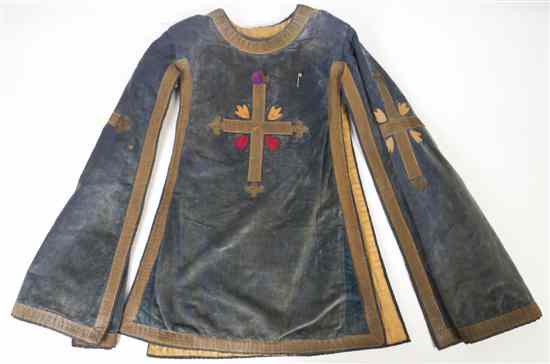 Appraisal: An Ecclesiastical Velvet Vestment having cross decoration Height inches