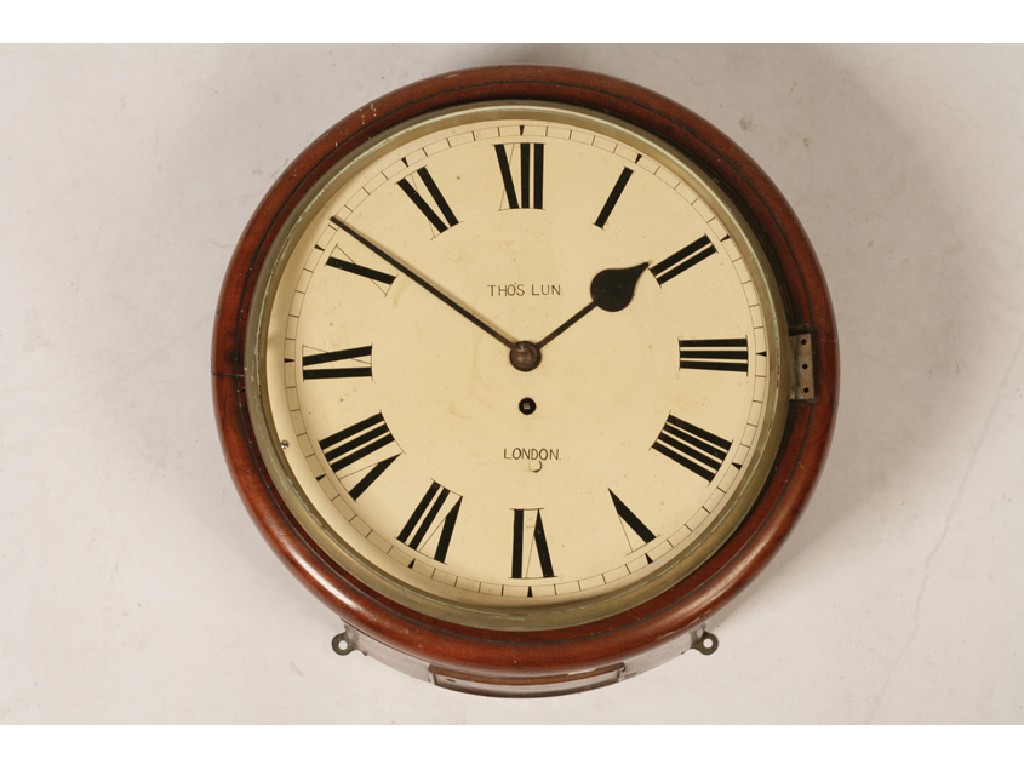 Appraisal: A MAHOGANY DIAL CLOCK the white painted dial signed Tho's