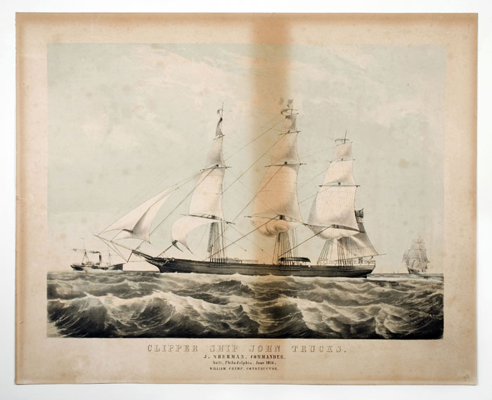 Appraisal: CLIPPER SHIP JOHN TRUCKS Large-folio lithograph with one tint stone