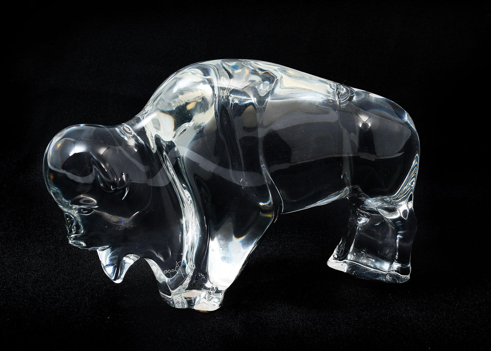 Appraisal: BACCARAT CRYSTAL ''BUFFALO'' SCULPTURE Signed at right underside of front