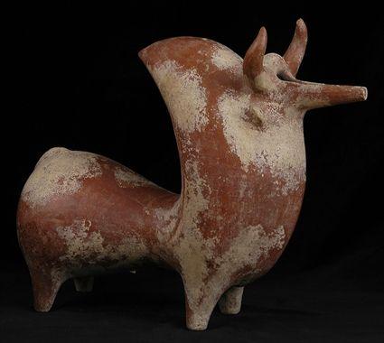 Appraisal: LARGE AMLASH TERRACOTTA BULL-FORM VESSEL x in Provenance Property from