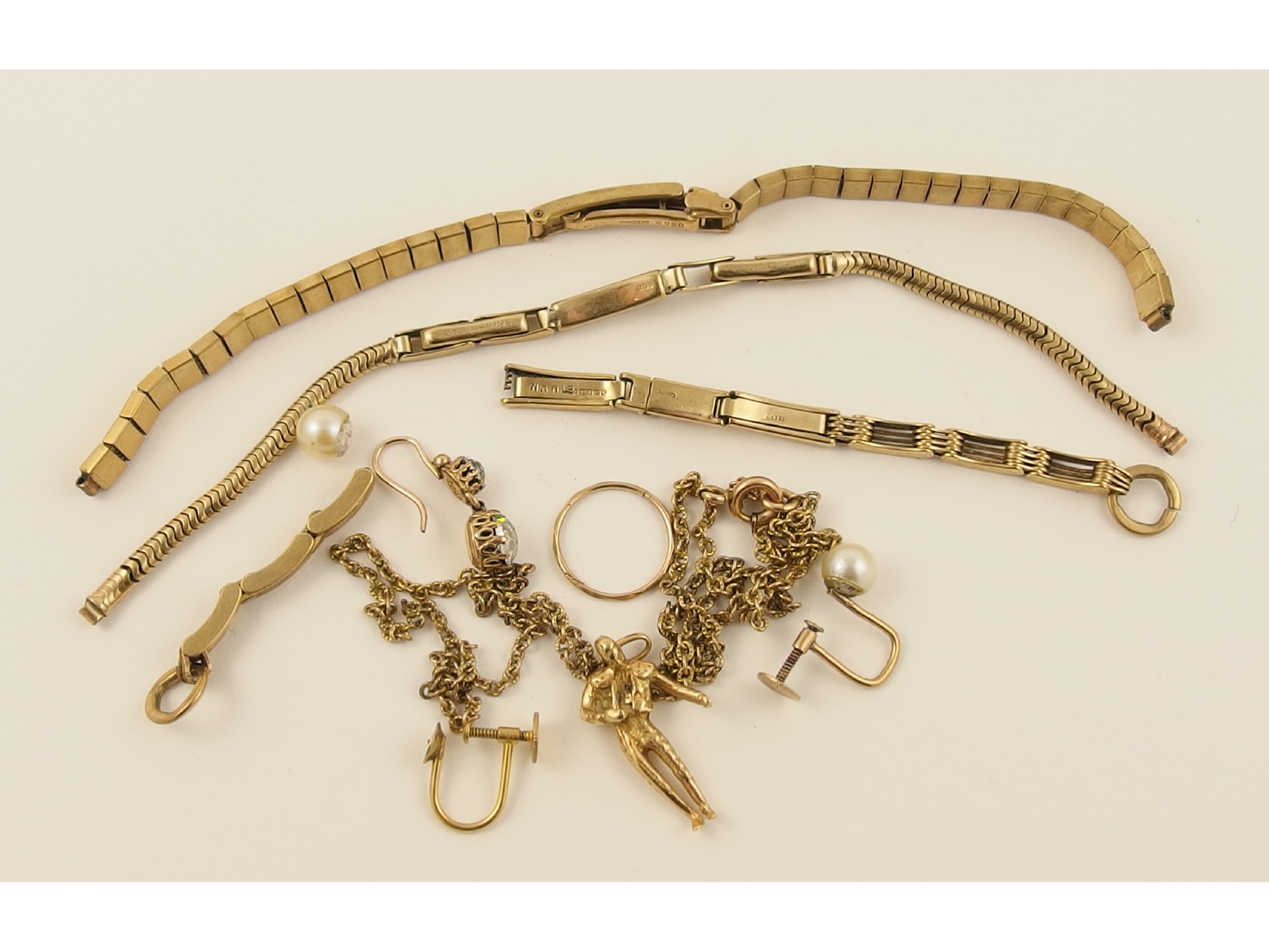 Appraisal: Two ct watch chains together with other items of ct