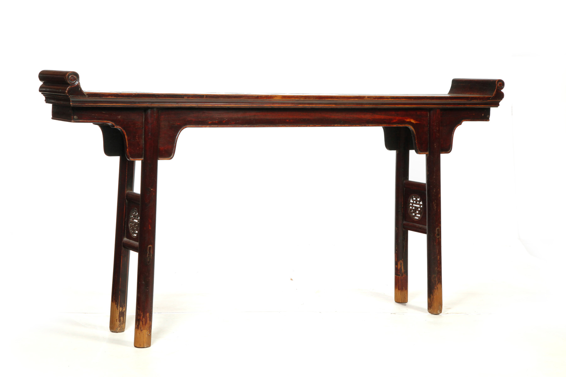 Appraisal: CHINESE ALTAR TABLE Late th century elm Mortised construction stretcher