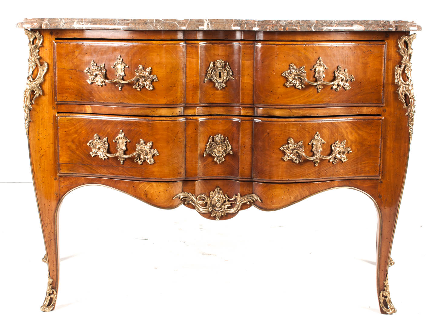 Appraisal: Louis XV style marble top commode variegated marble top shaped