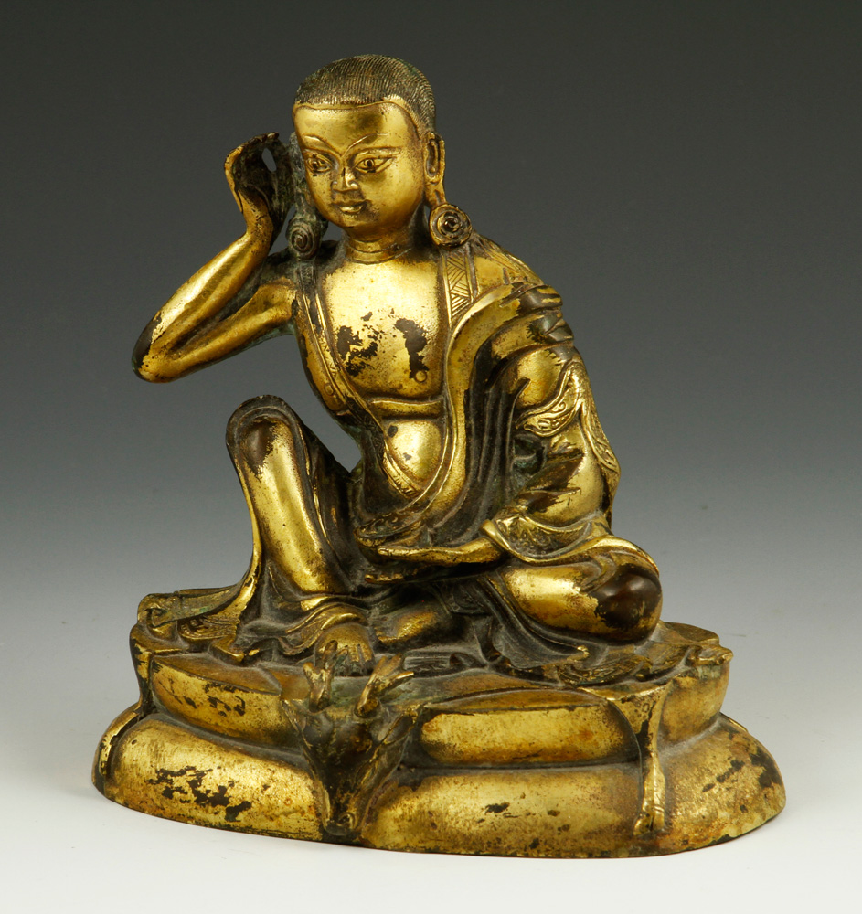 Appraisal: - Chinese Gilt Bronze Figure Gilt bronze figure of deity