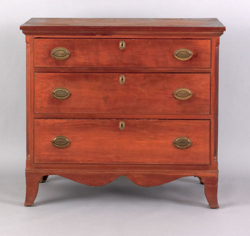 Appraisal: Pennsylvania Federal cherry chest of drawers ca the rectangular top