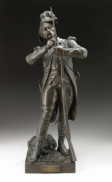 Appraisal: A French patinated figure of a soldier Apres le combat