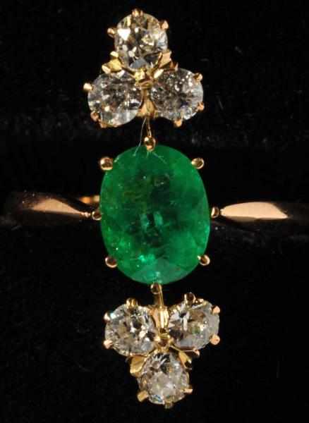 Appraisal: K Y Gold Emerald Diamond Ring Description Oval emerald weigh