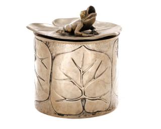 Appraisal: Mid Century Italian Silver Ice Bucket with Frog Italian mid