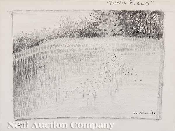 Appraisal: Rolland Golden American Louisiana b April Field pencil drawing pencil-signed