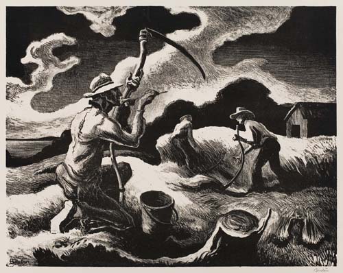 Appraisal: THOMAS HART BENTON Island Hay Lithograph x mm x inches