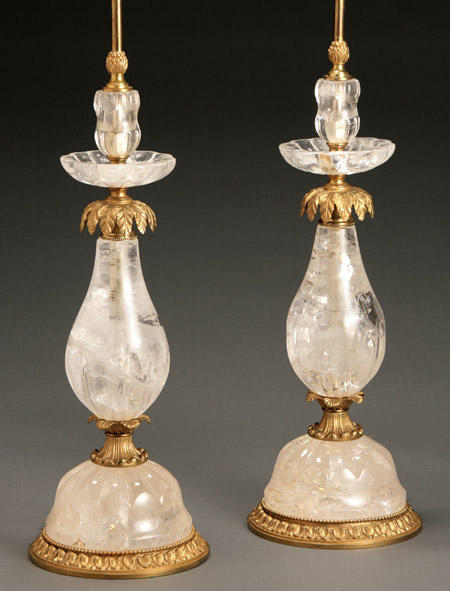 Appraisal: Pair of Louis XV Style Ormolu Mounted Rock Crystal Tall