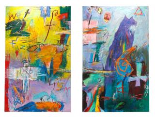 Appraisal: Ford Crull When the Time Comes Oil Diptych Ford Crull