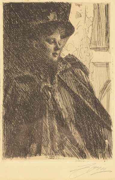 Appraisal: Anders Zorn Swedish - ''Olga Brett''etching pencil signed in lower