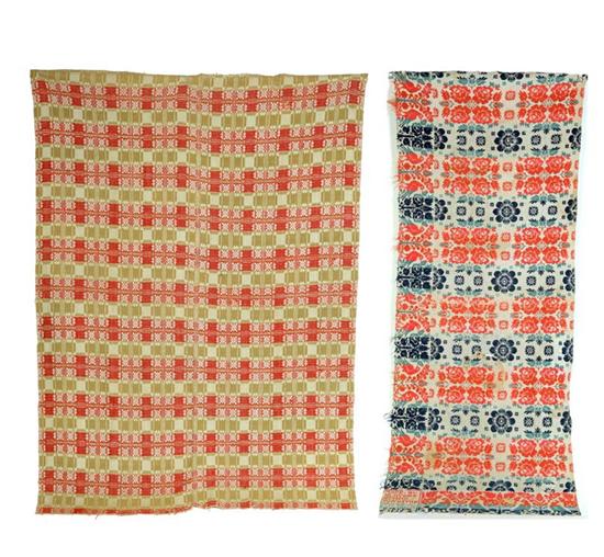 Appraisal: TWO BED COVERINGS Overshot coverlet American early th century wool