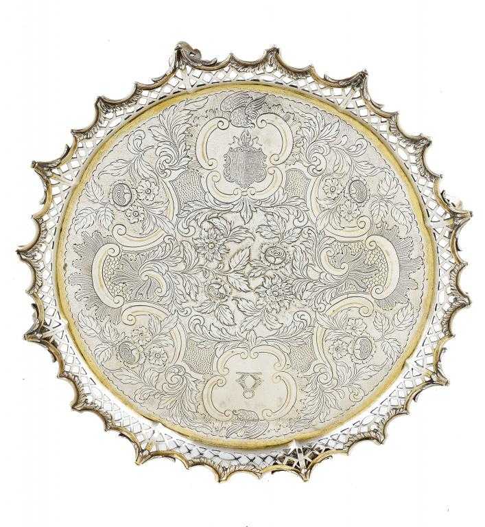 Appraisal: A GEORGE II CHINOISERIE SALVER flat chased and engraved with