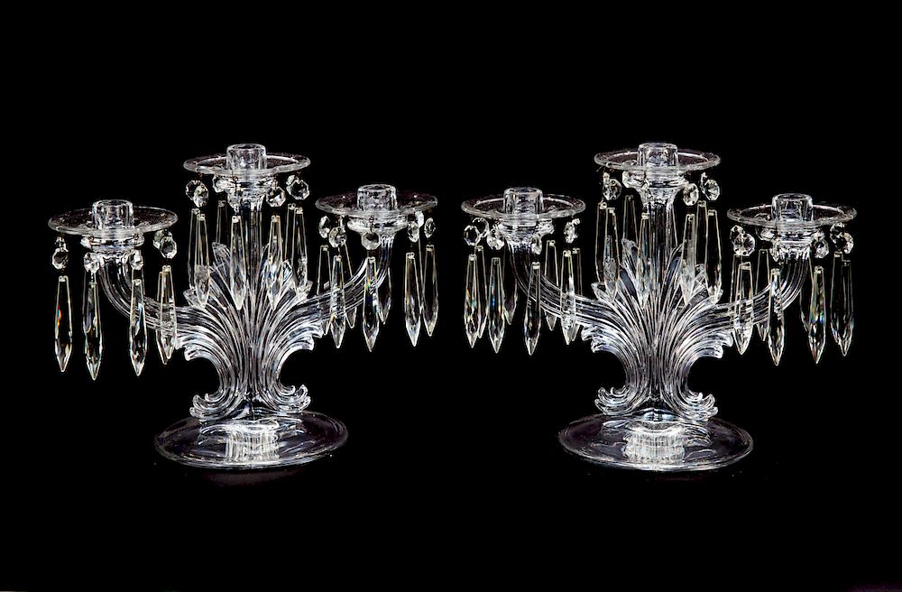 Appraisal: Fostoria Crystal Candelabras Excellent condition with no damage or repairs