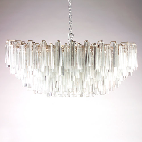 Appraisal: Venini chrome and glass prism chandelier some chips and minor