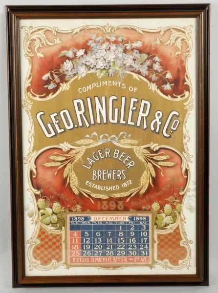 Appraisal: Geo Ringler Co Beer Brewers Calendar Description Rare Established in