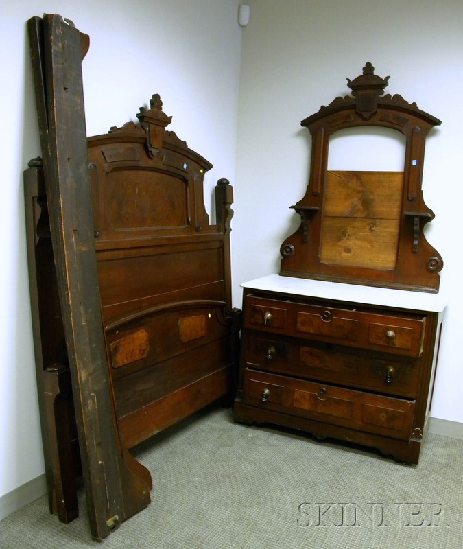 Appraisal: Two-piece Victorian Renaissance Revival Carved Walnut Bedroom Set a bed