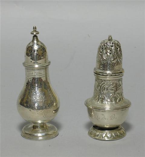 Appraisal: TWO AMERICAN COIN SUGAR CASTORS Both of pear shape the