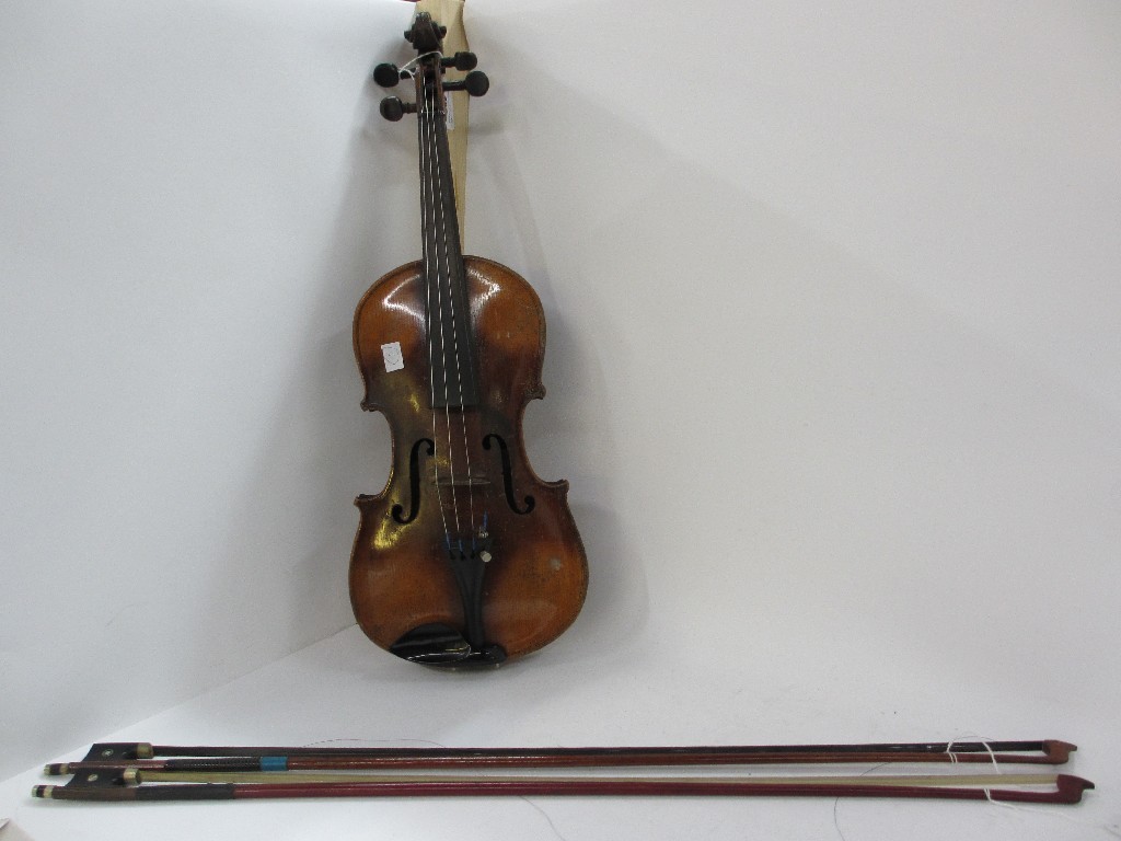 Appraisal: Violin and two bows case available