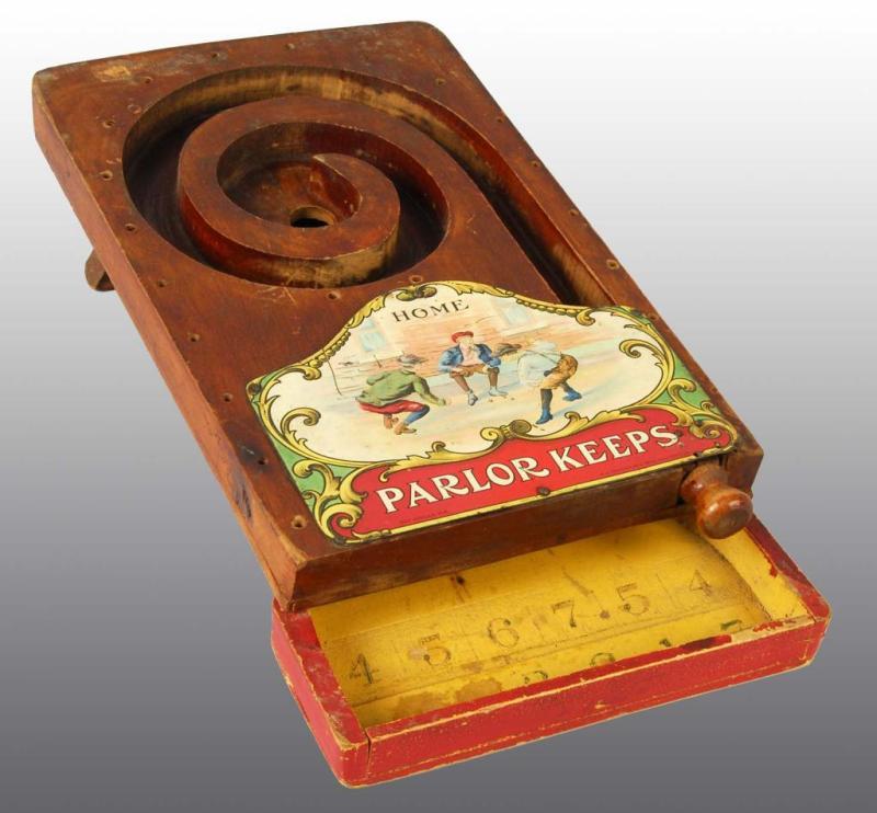 Appraisal: Wooden Parlor Keeps Marble Game Description Circa early s Manufactured