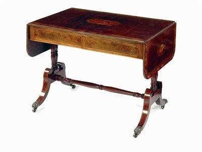 Appraisal: An early th century mahogany sofa table the top inlaid