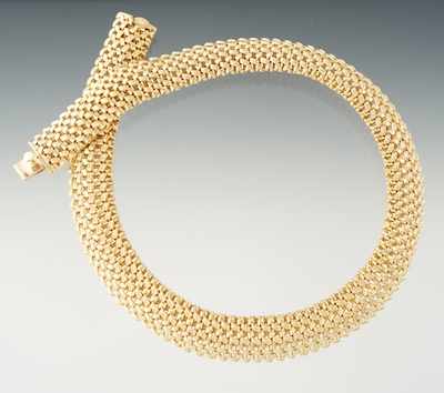 Appraisal: A Ladies' Choker Necklace Basket yellow gold basket weave necklace